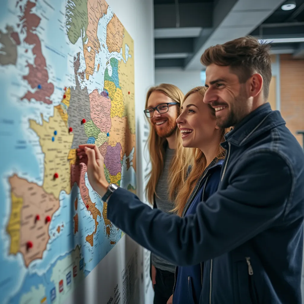 Équipe de consultants en marketing discutant de stratégies européennes